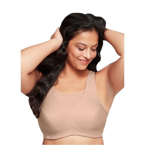 Glamorise Womens Beige High Support Sport Bra Size 44D Moisture-Wicking Fabric - Picture 2 of 11